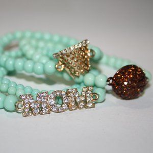 Beautiful teal and gold Basketball MOM bracelet set